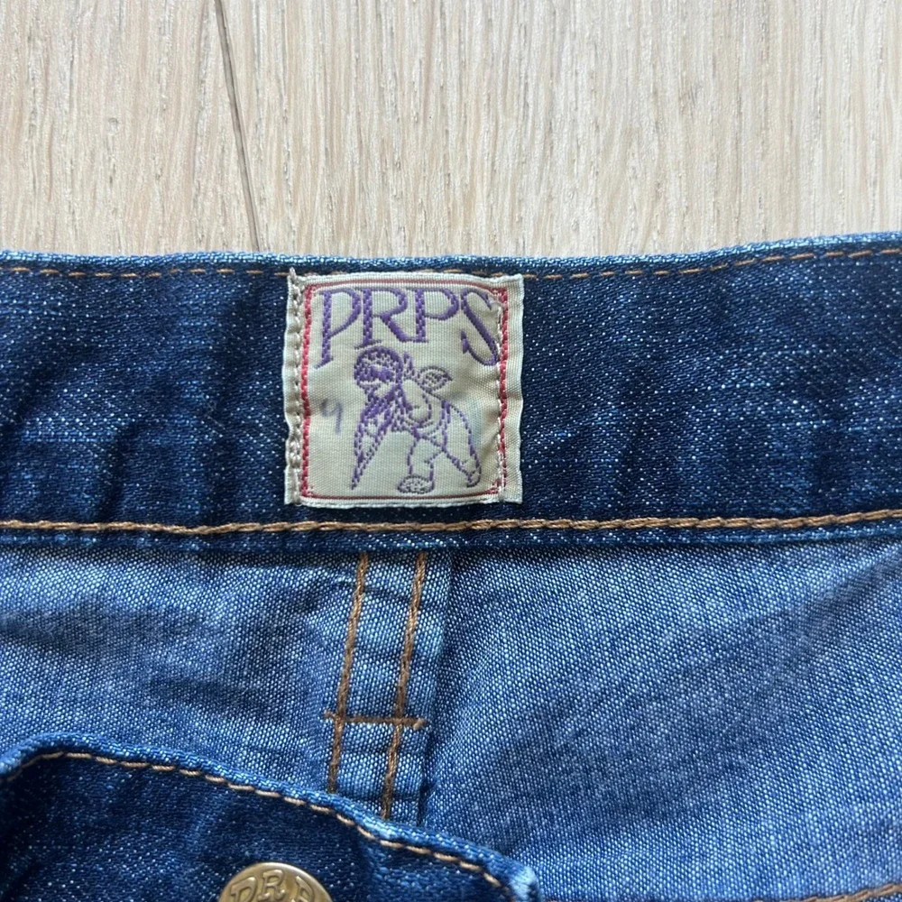 PRPS Barracuda Straight Leg Jeans 30 Japanese Denim Leather Patchwork Upcycled
